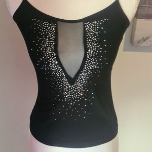 Cressong Beautiful Sparkled Tank Top Black. Size L